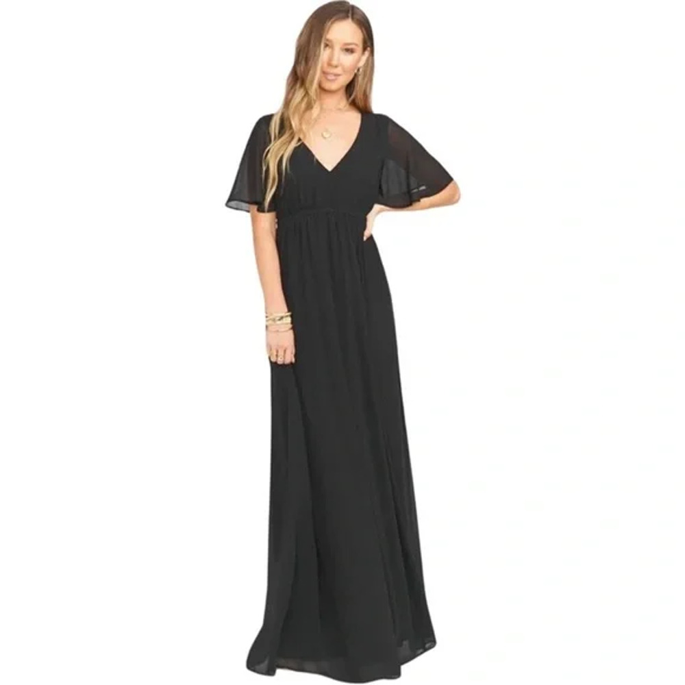 Show Me Your mumu Maxi Dress Emily Empire Black Chiffon Gown Classic